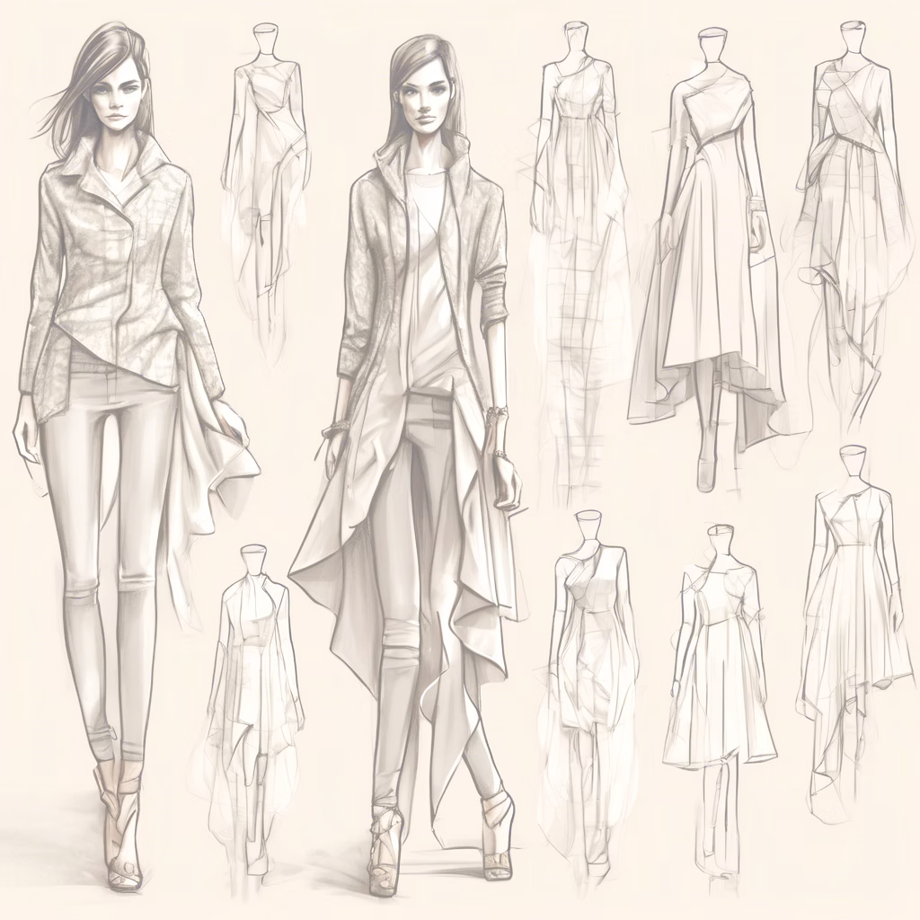 Asymmetrical clothes sketch