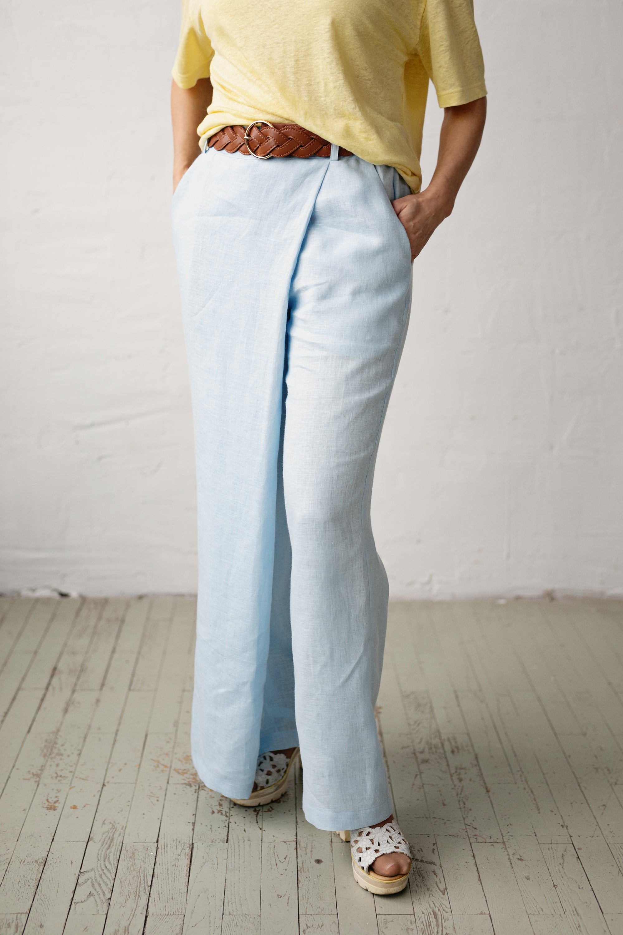 Pants with wrap pleat sewing pattern