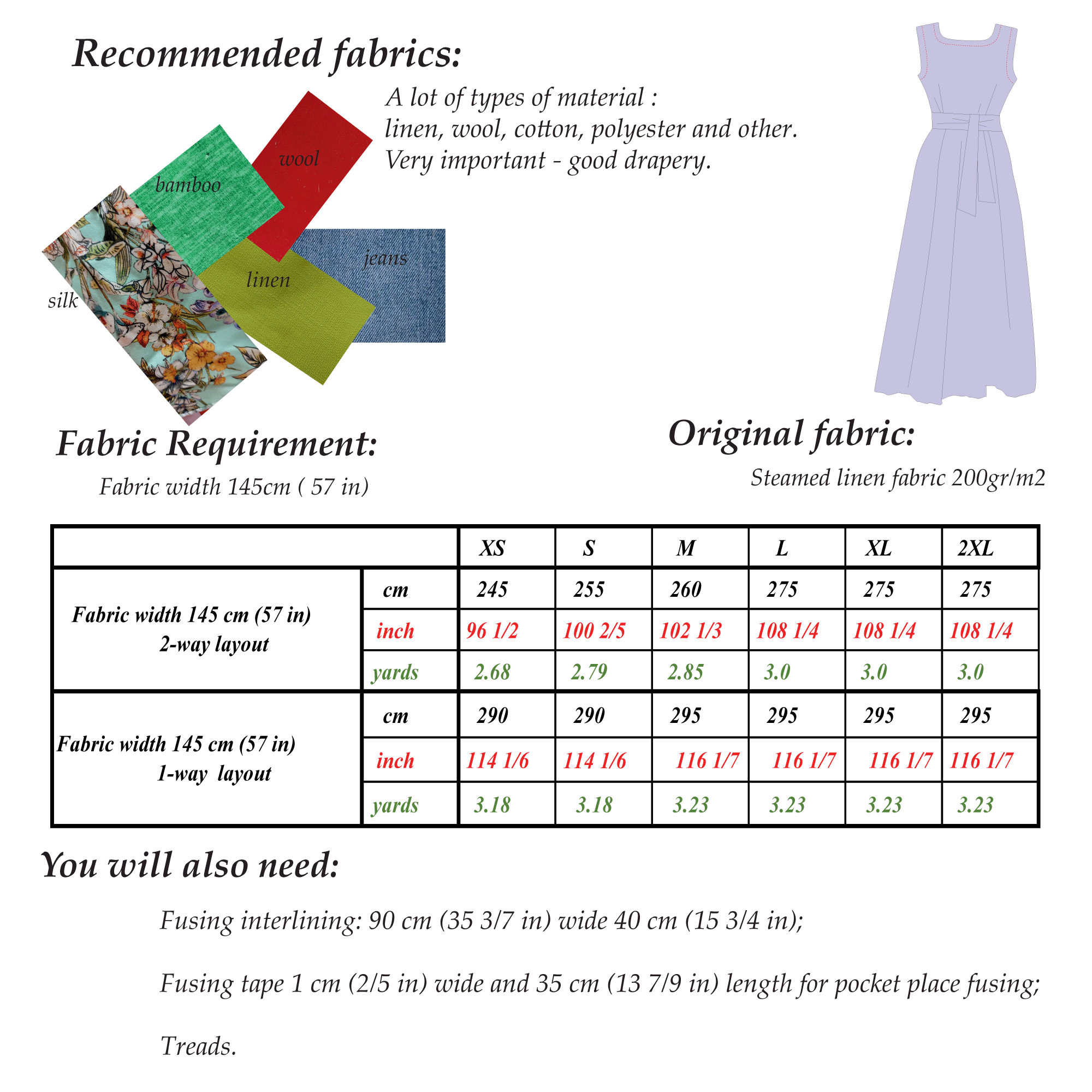 Long Sleeveless Dress Pattern | Sizes XS-2XL