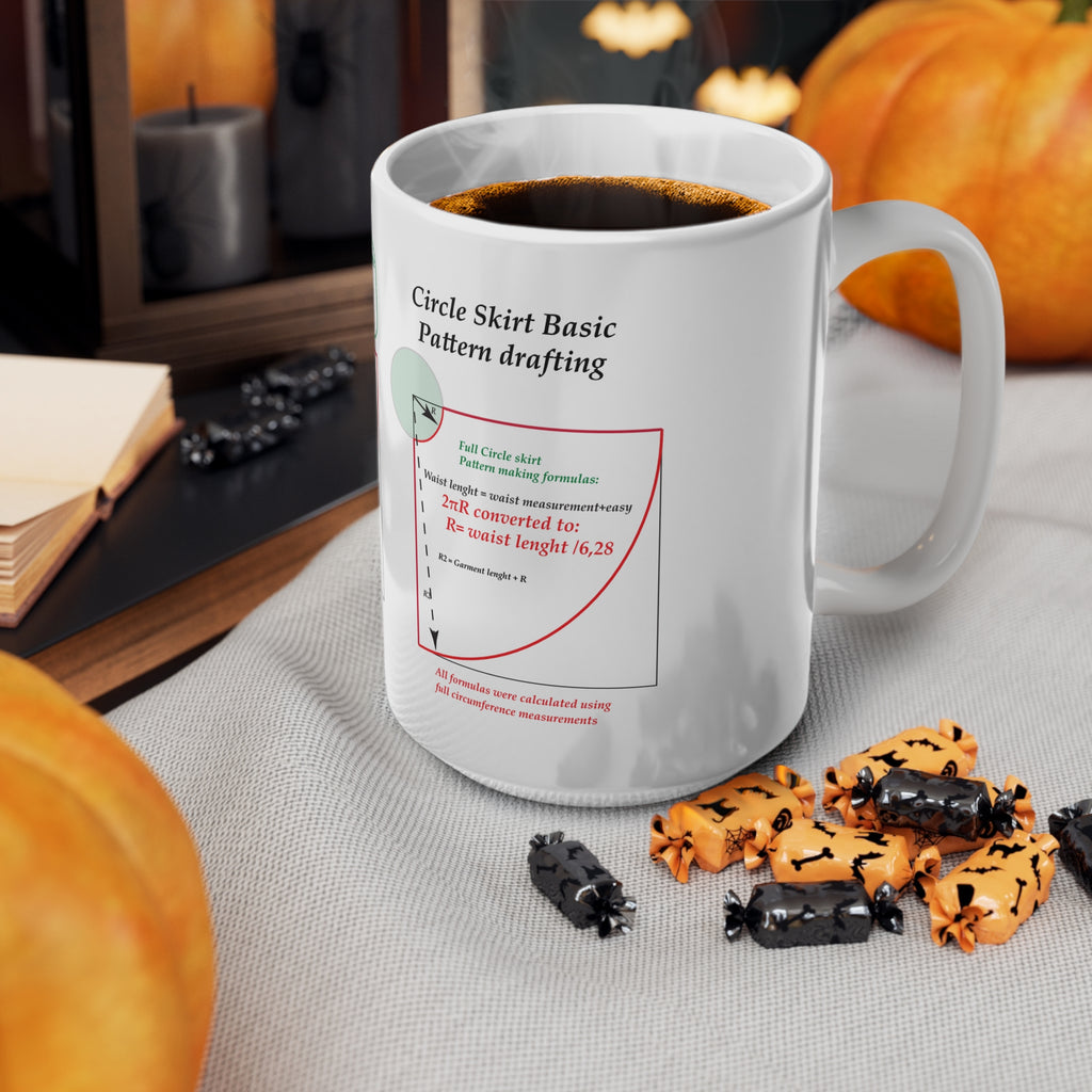 Sewing Pattern Drafting Coffee Mug – Circle Skirt Math formulas Guide (11oz/15oz)
