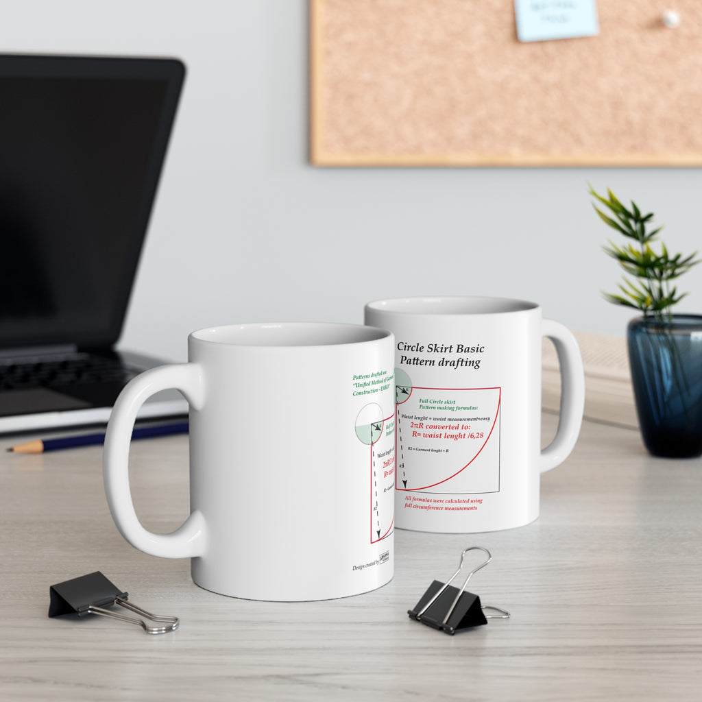 Sewing Pattern Drafting Coffee Mug – Circle Skirt Math formulas Guide (11oz/15oz)