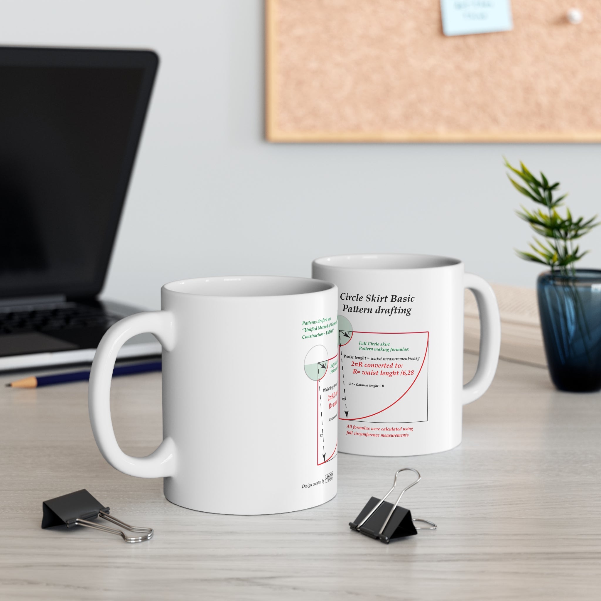 Sewing Pattern Drafting Coffee Mug – Circle Skirt Math formulas Guide (11oz/15oz)