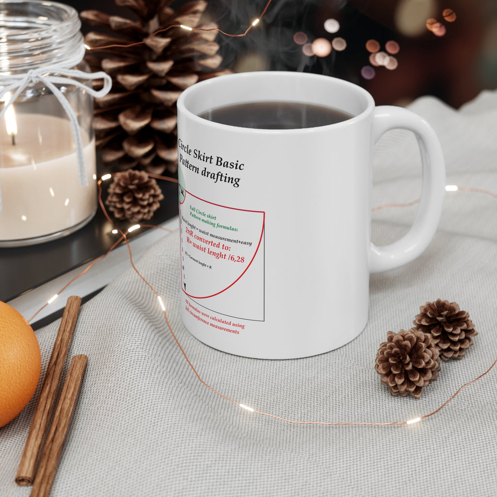 Sewing Pattern Drafting Coffee Mug – Circle Skirt Math formulas Guide (11oz/15oz)