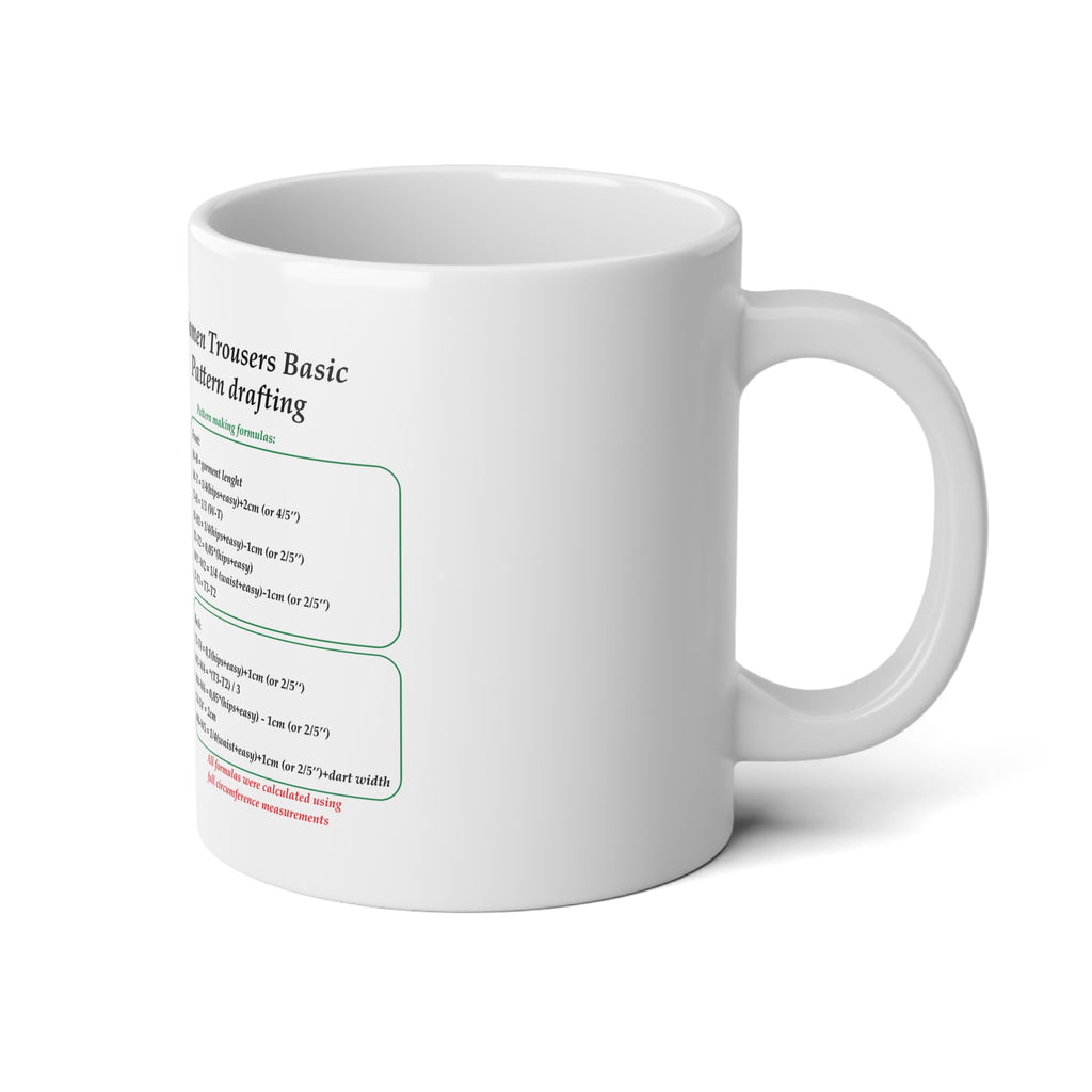 Sewing Mug King size with Women Trousers Block Pattern Drafting instruction | Sewing Pattern Diagram, 20oz Jumbo Mug