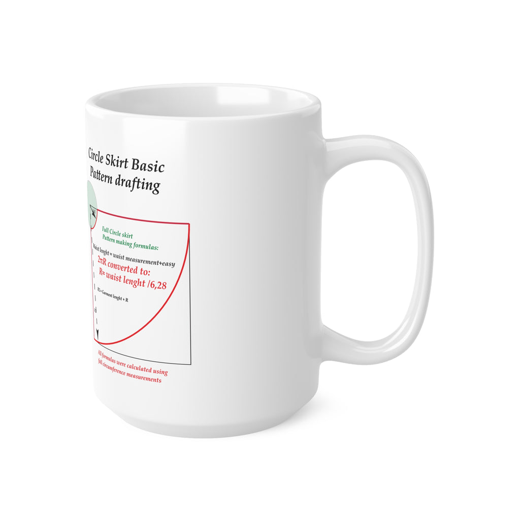 Sewing Pattern Drafting Coffee Mug – Circle Skirt Math formulas Guide (11oz/15oz)