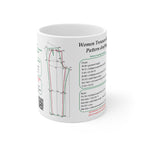 Sewing mug - Women pants drafting cheat-sheet, size 11oz (330ml), English