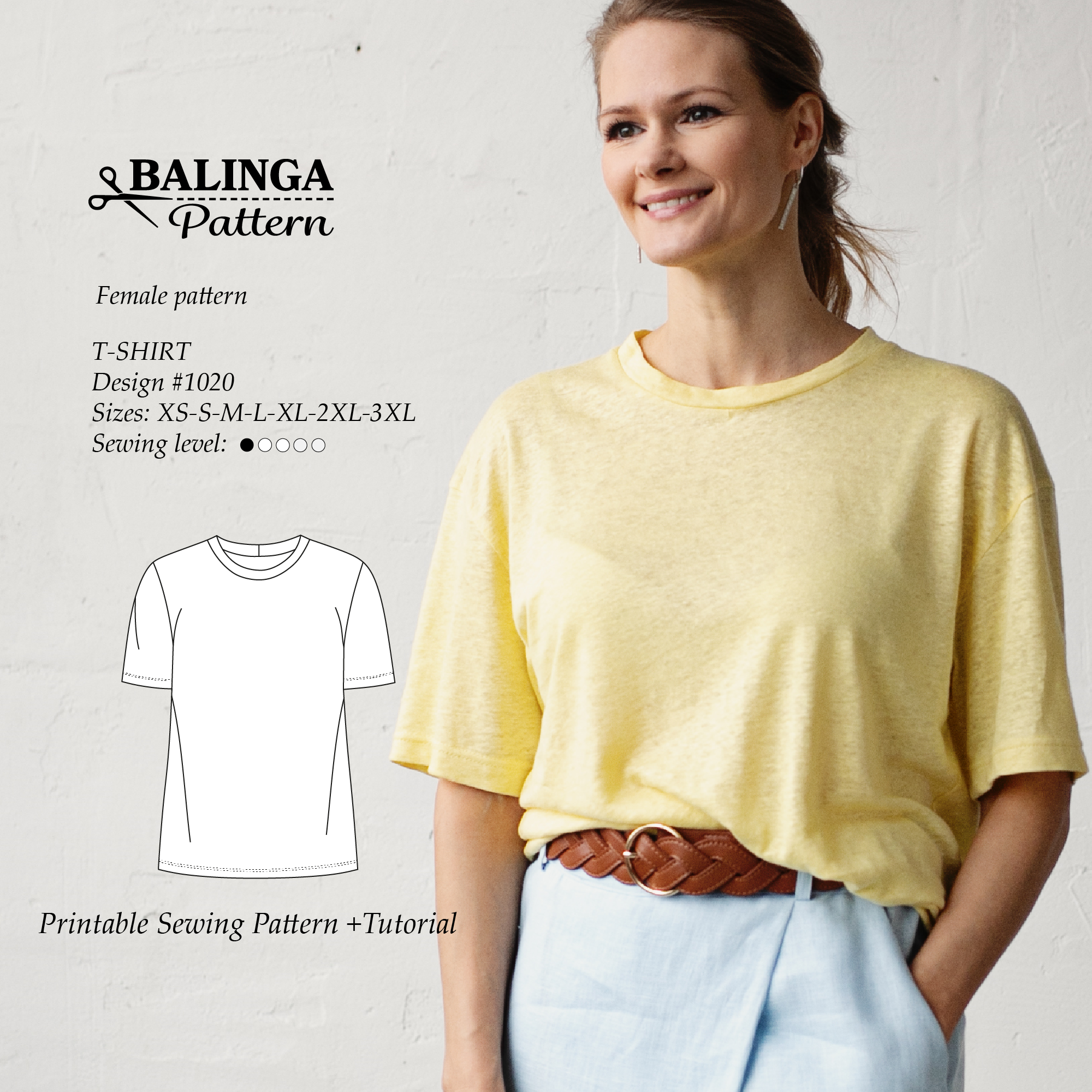 T-Shirt Sewing Pattern | Sizes XS-3XL
