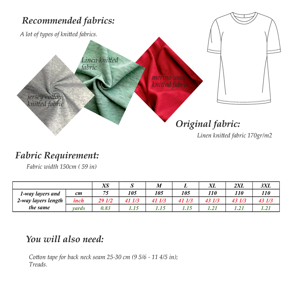 T-Shirt Sewing Pattern | Sizes XS-3XL