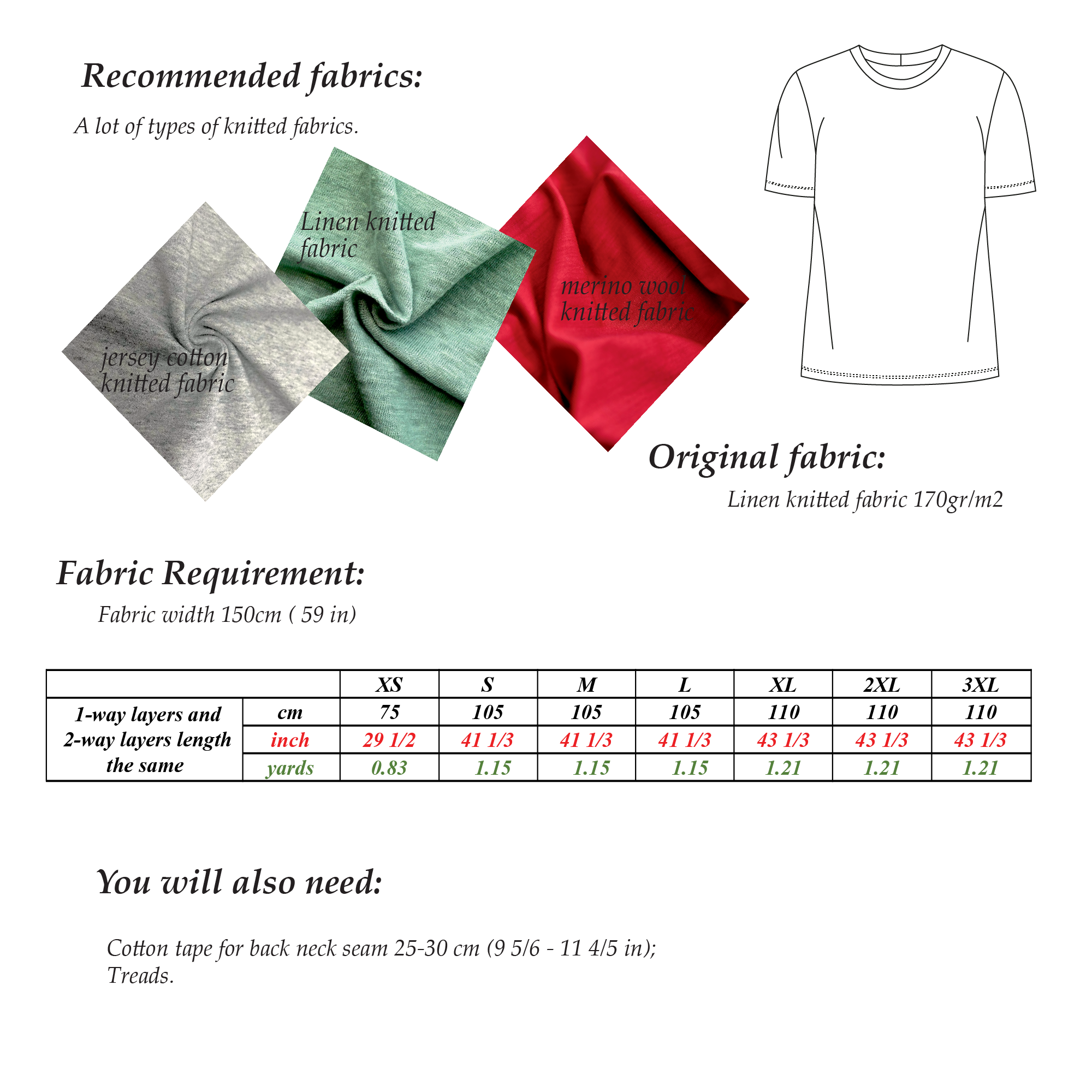 T-Shirt Sewing Pattern | Sizes XS-3XL