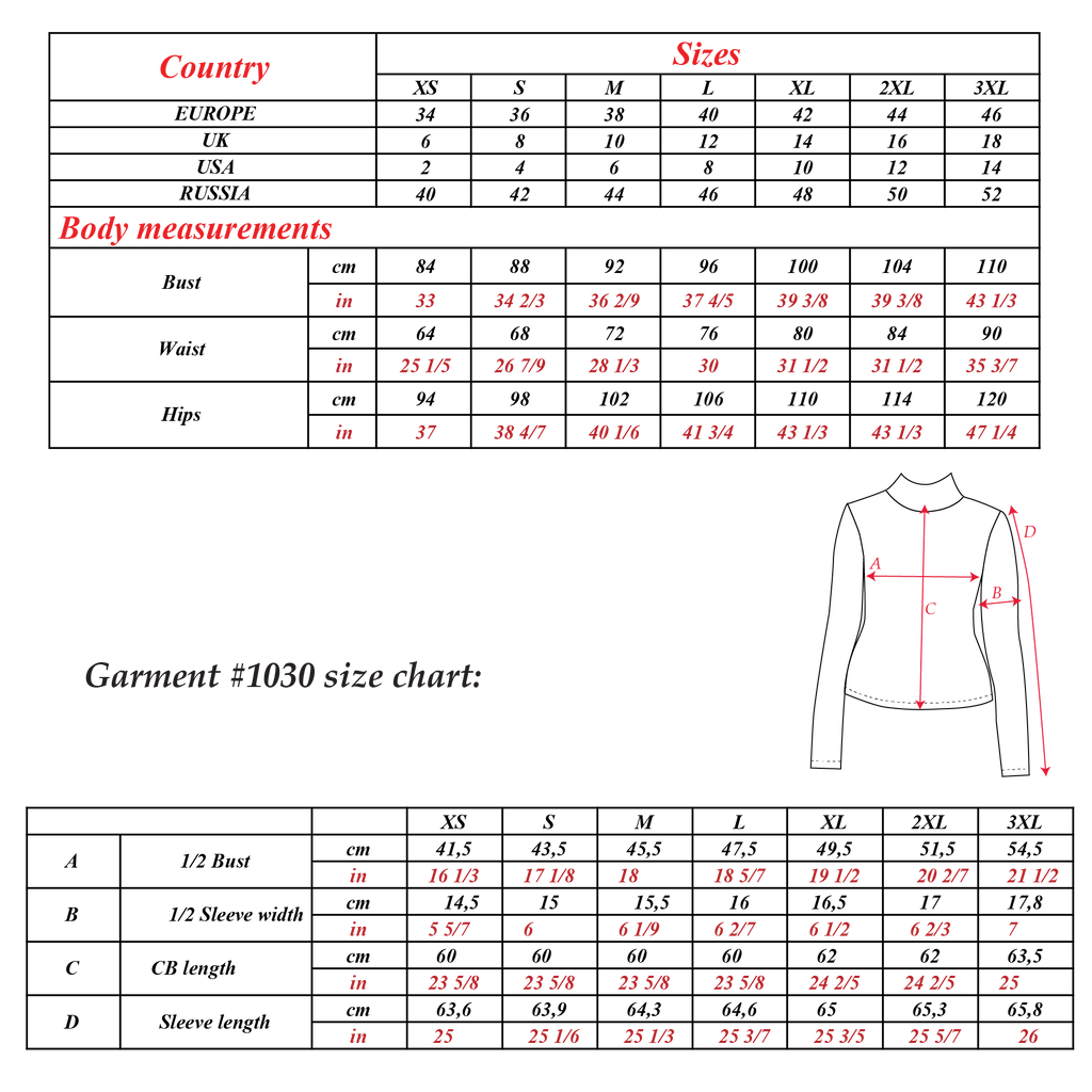 Turtleneck top sewing pattern | Sizes XS-3XL