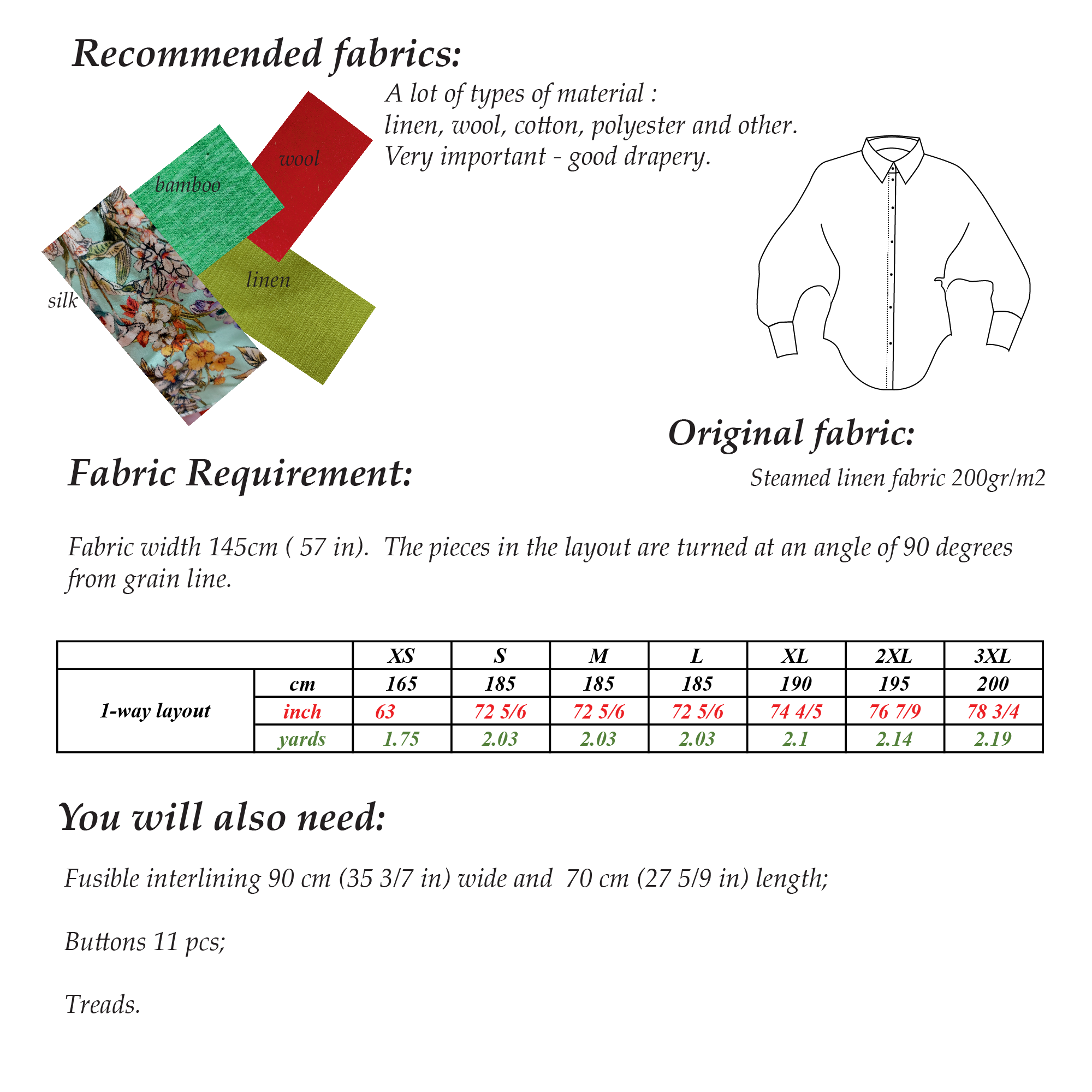 Batwings Sleeve Shirt Sewing Pattern | Sizes XS -3XL