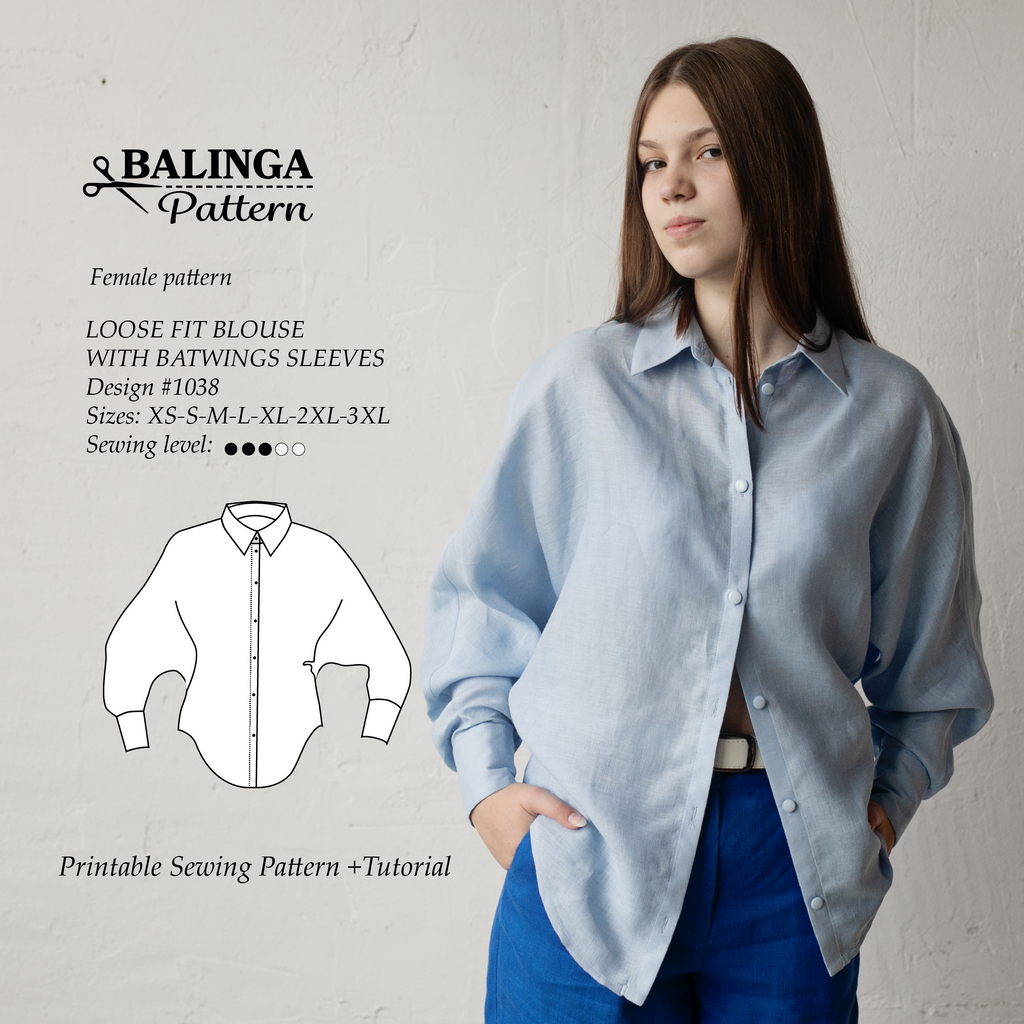 Batwings Sleeve Shirt Sewing Pattern | Sizes XS -3XL