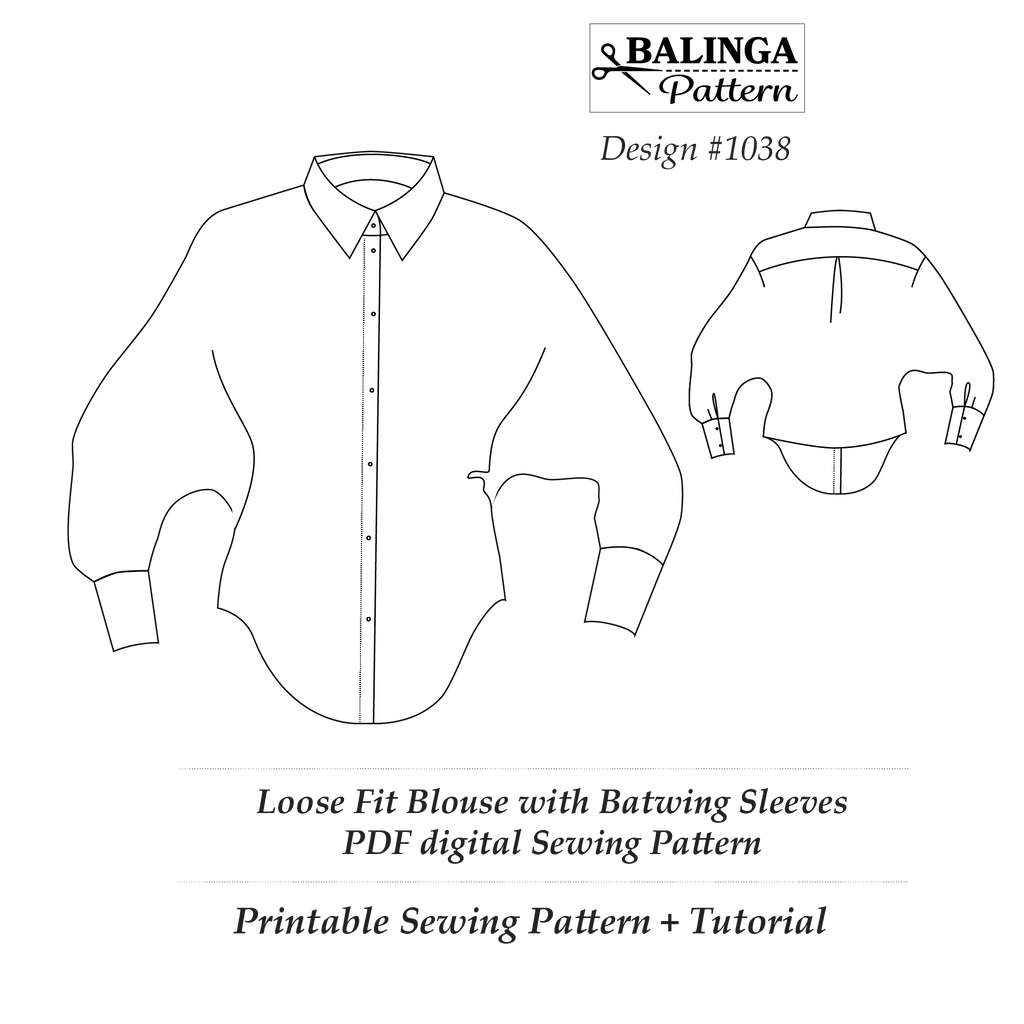 Batwings Sleeve Shirt Sewing Pattern | Sizes XS -3XL