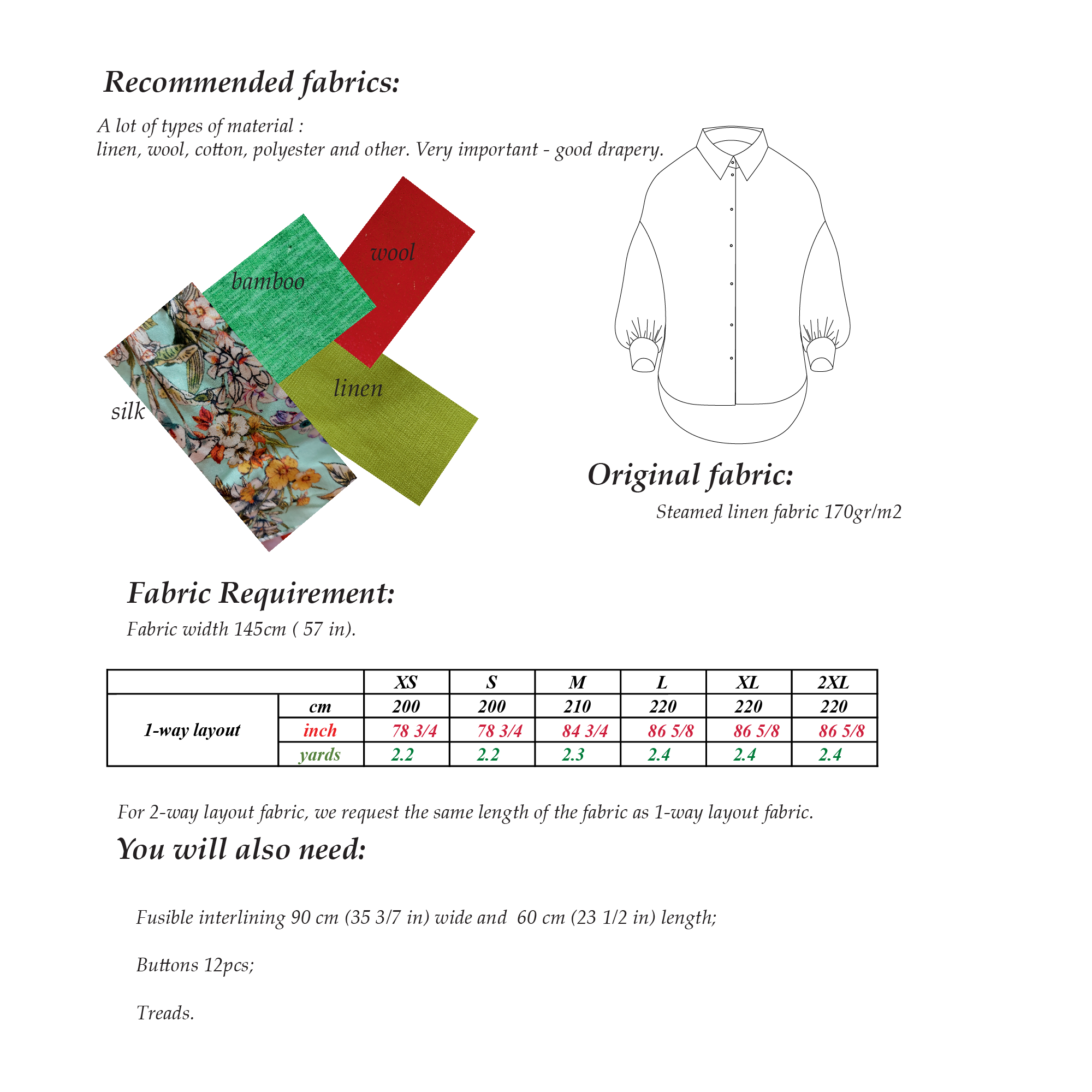 Oversized Shirt PDF Sewing Pattern - XS to 2XL Sizes Available