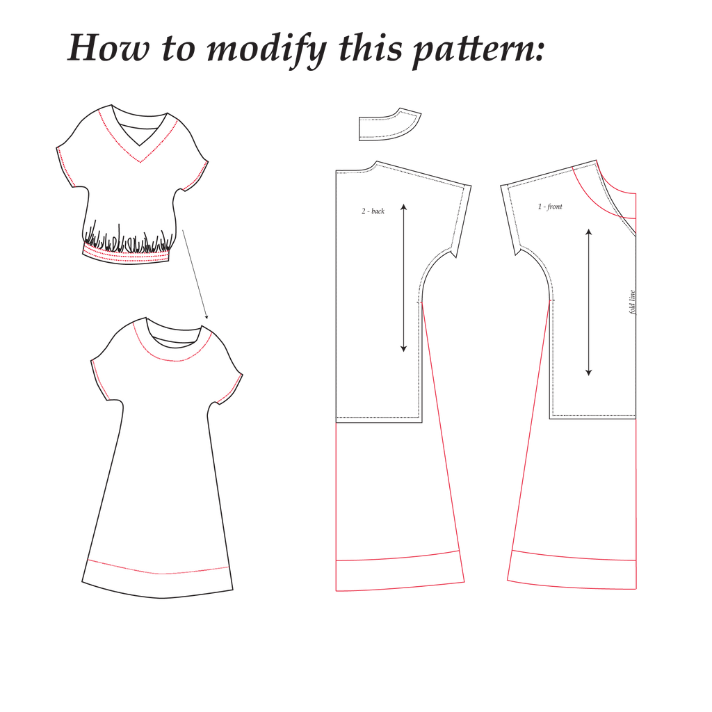 Easy Sewing Pattern for beginners - V-Neck Blouse  | Sizes XS-2XL