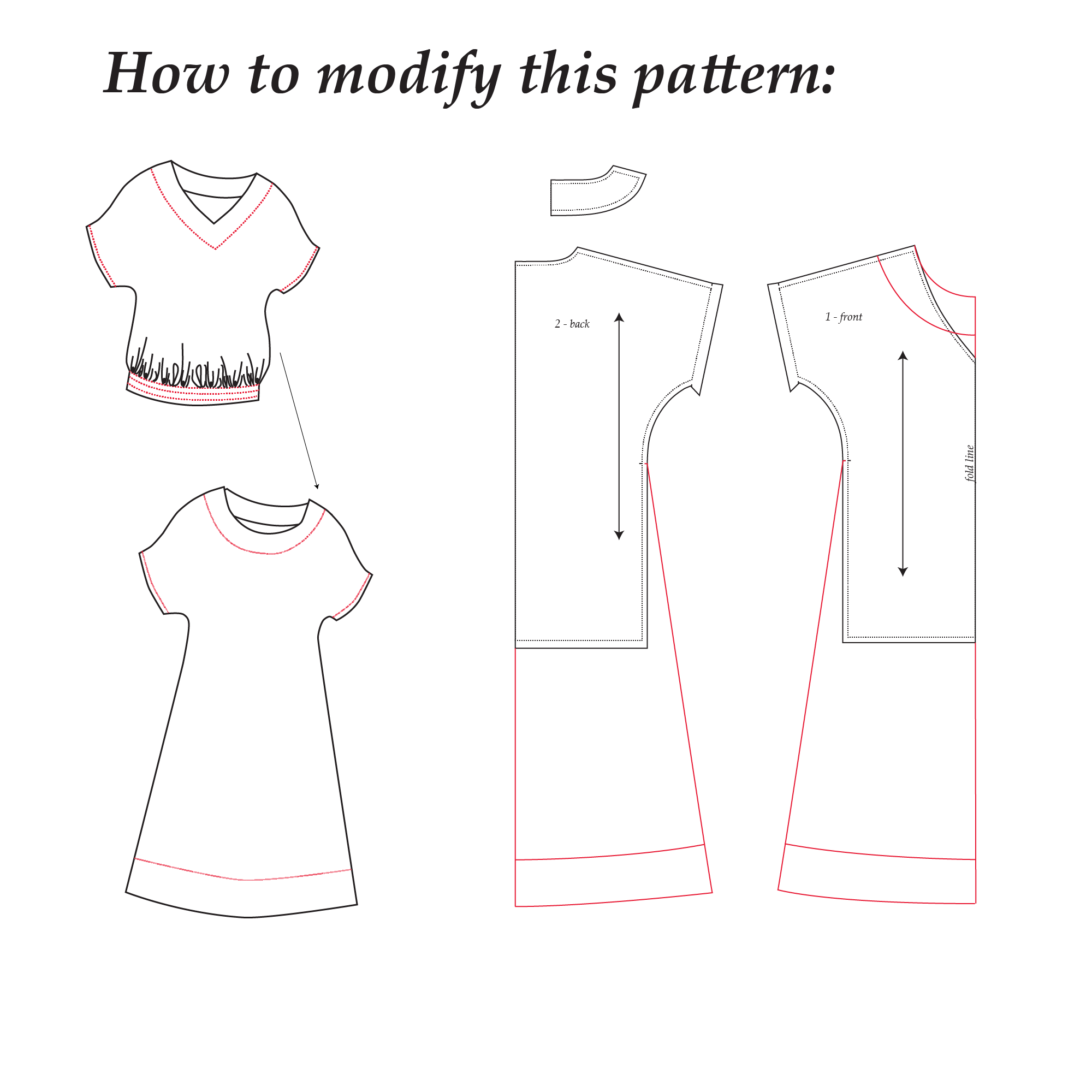 Easy Sewing Pattern for beginners - V-Neck Blouse  | Sizes XS-2XL