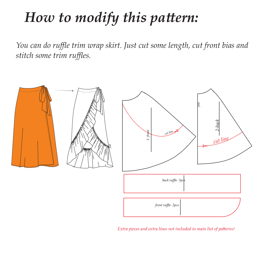 Wrap Skirt Sewing Pattern | Sizes XS-2XL