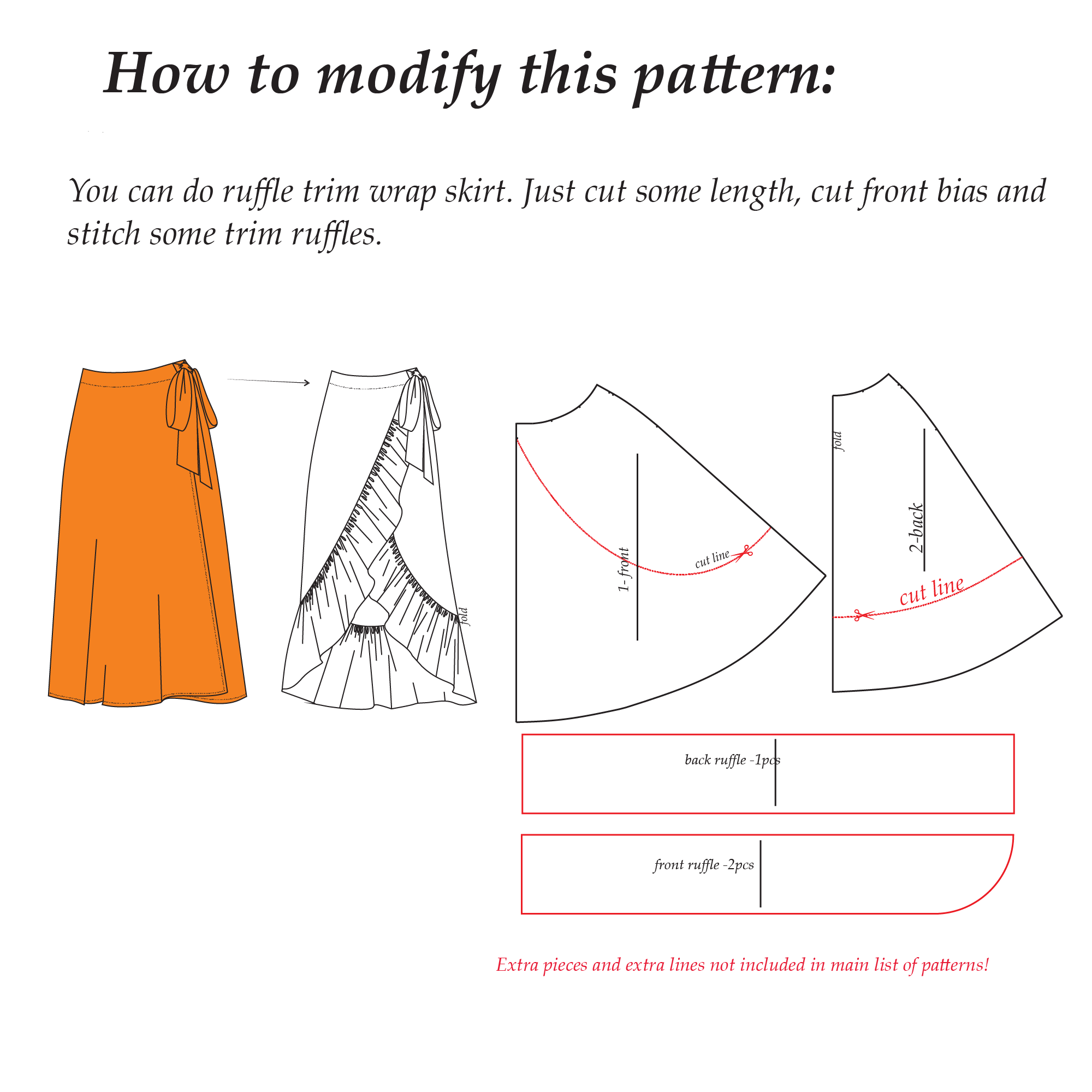 Wrap Skirt Sewing Pattern | Sizes XS-2XL