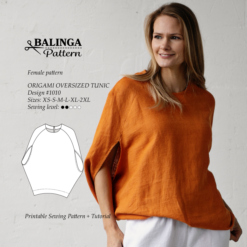 Origami Tunic Sewing Pattern| Sizes XS-2XL
