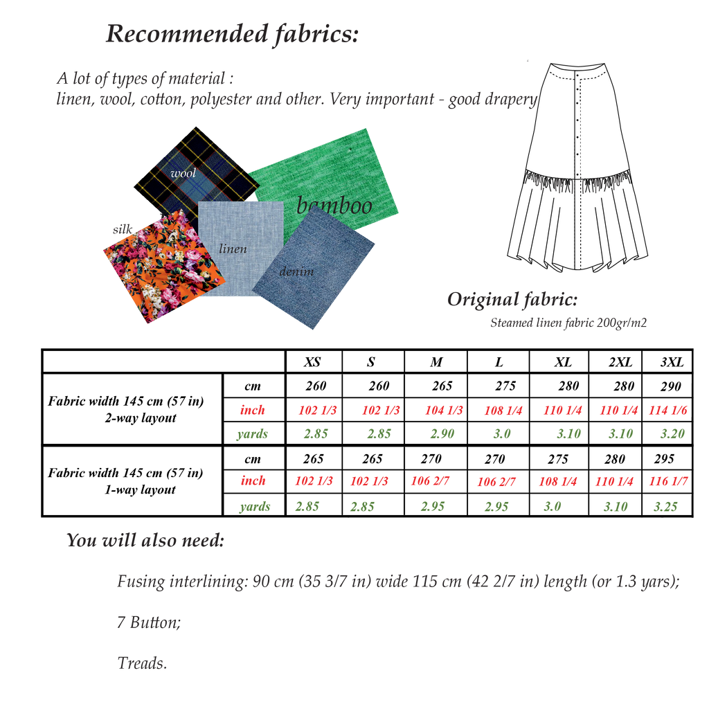 Ruffle Skirt Sewing Pattern | XS-3XL