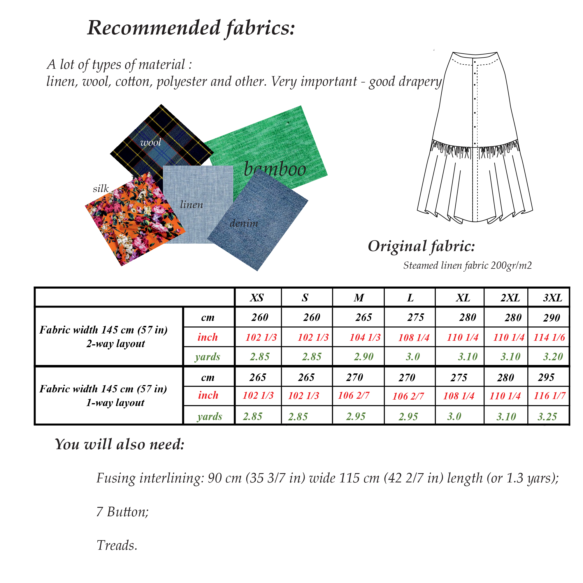 Ruffle Skirt Sewing Pattern | XS-3XL