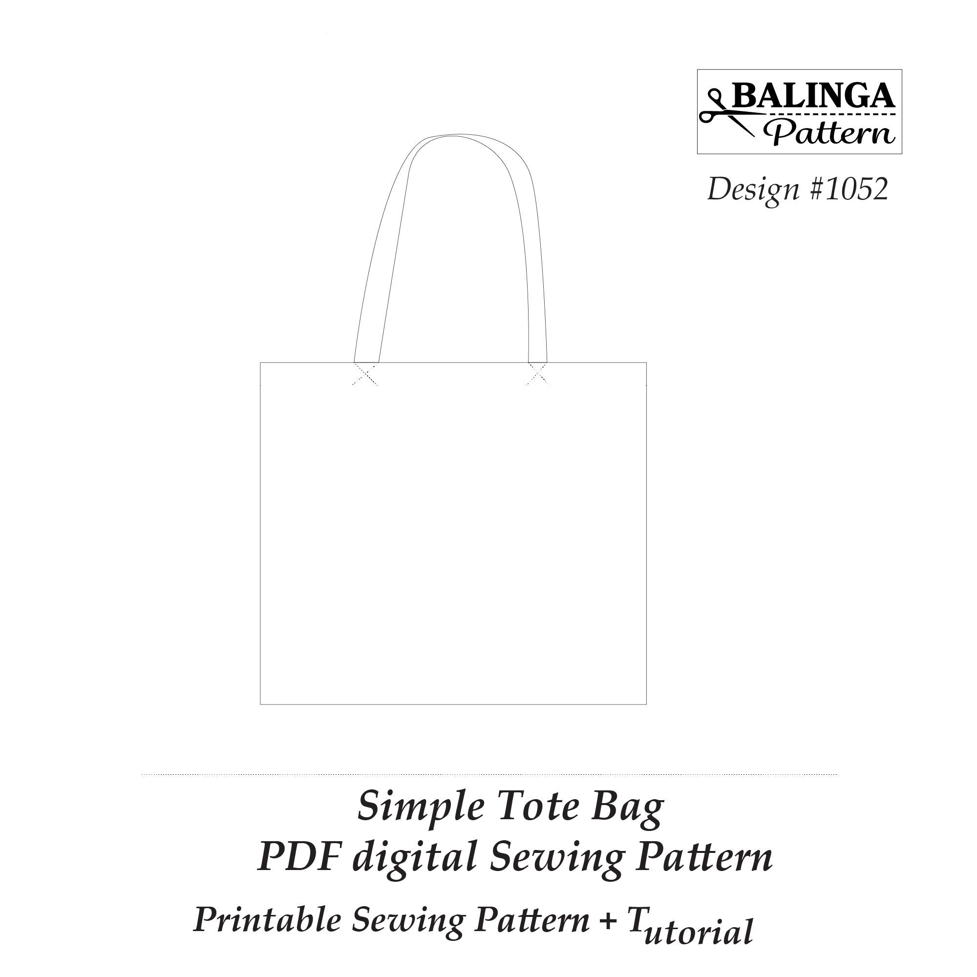 simple tote bag technical sketch
