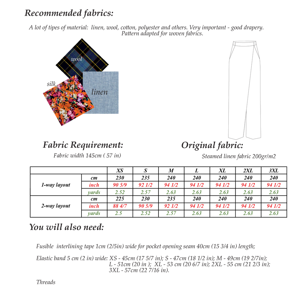 Wrap Trousers Pattern  | Sizes XS-3XL