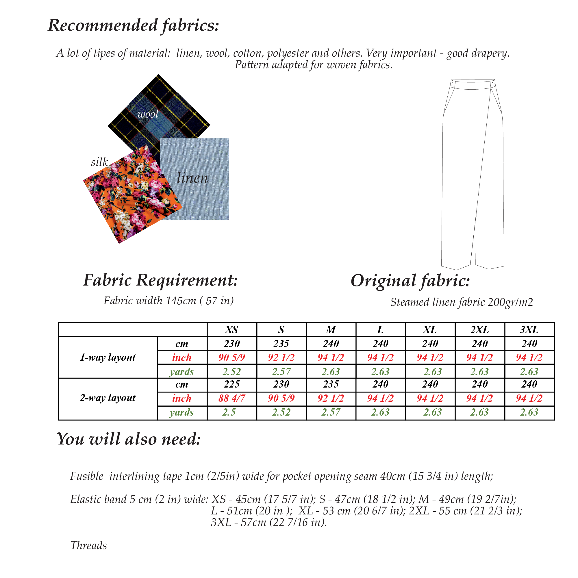 Wrap Trousers Pattern  | Sizes XS-3XL