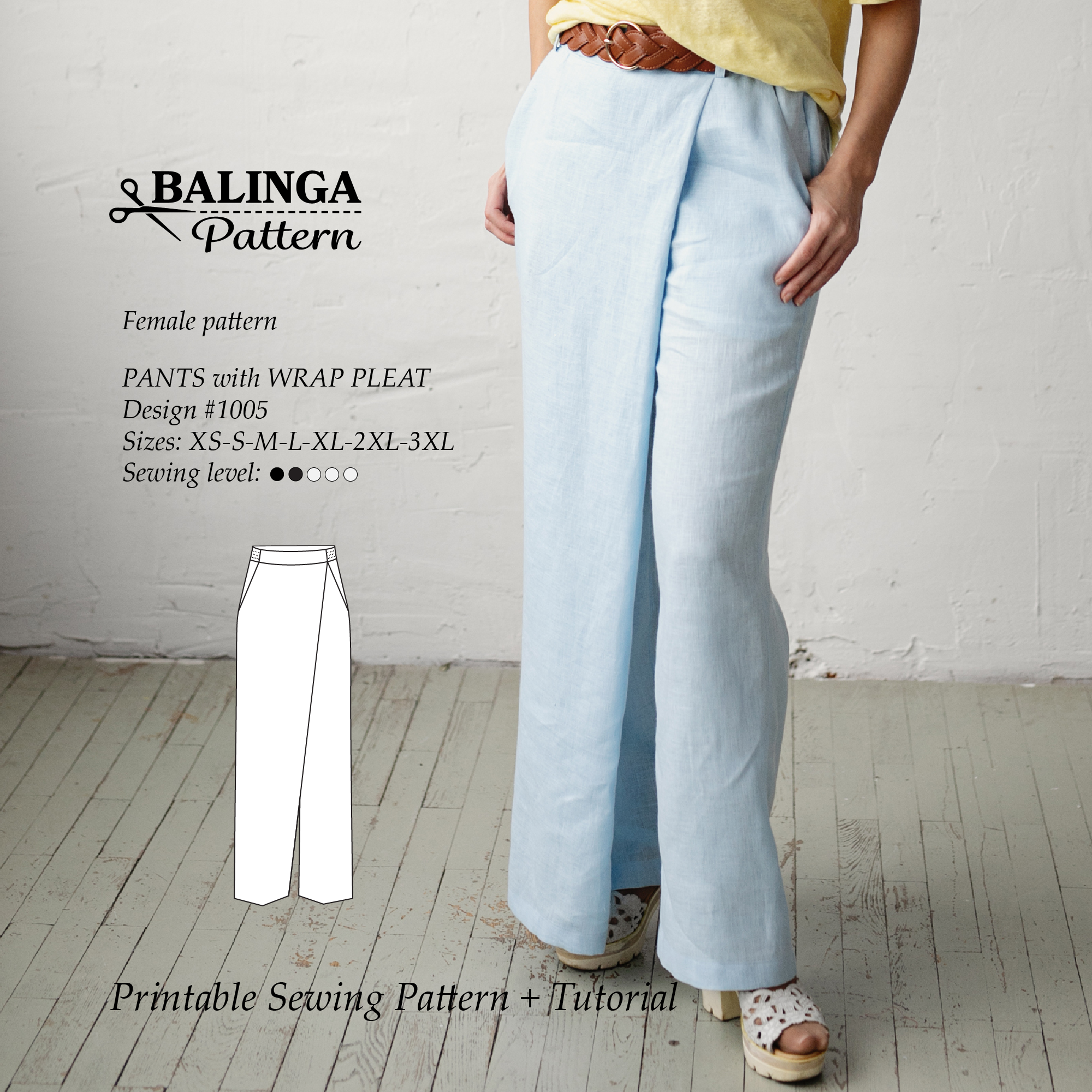 Wrap Trousers Pattern  | Sizes XS-3XL