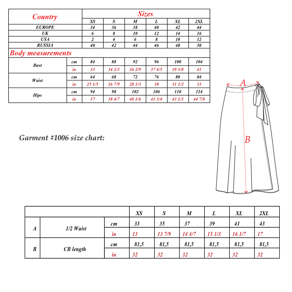 Wrap Skirt Sewing Pattern | Sizes XS-2XL