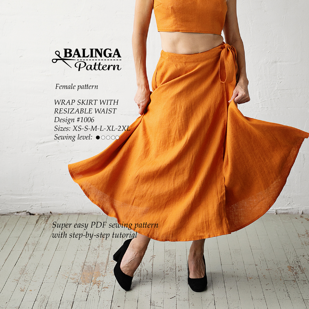 Wrap Skirt Sewing Pattern | Sizes XS-2XL