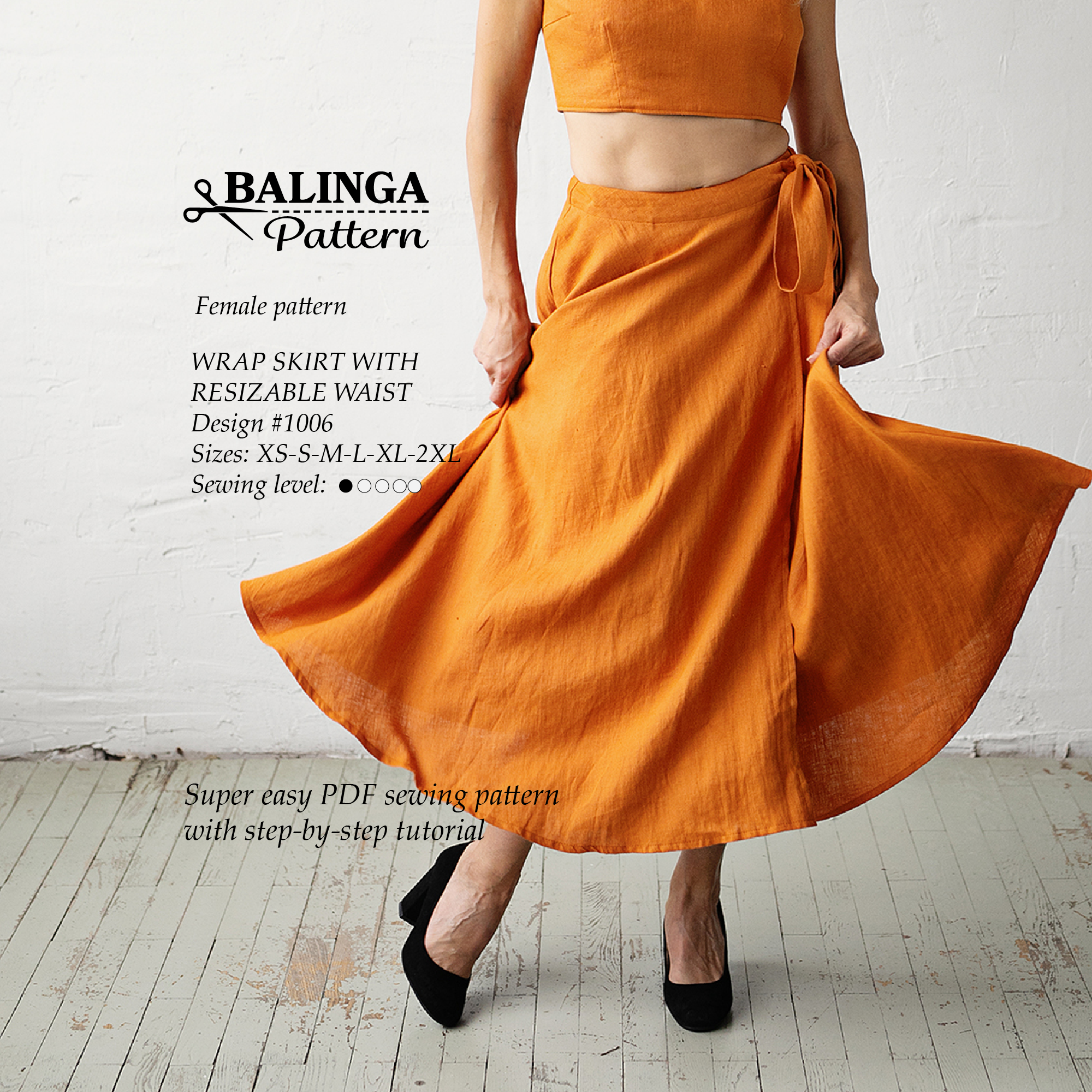 Wrap Skirt Sewing Pattern | Sizes XS-2XL