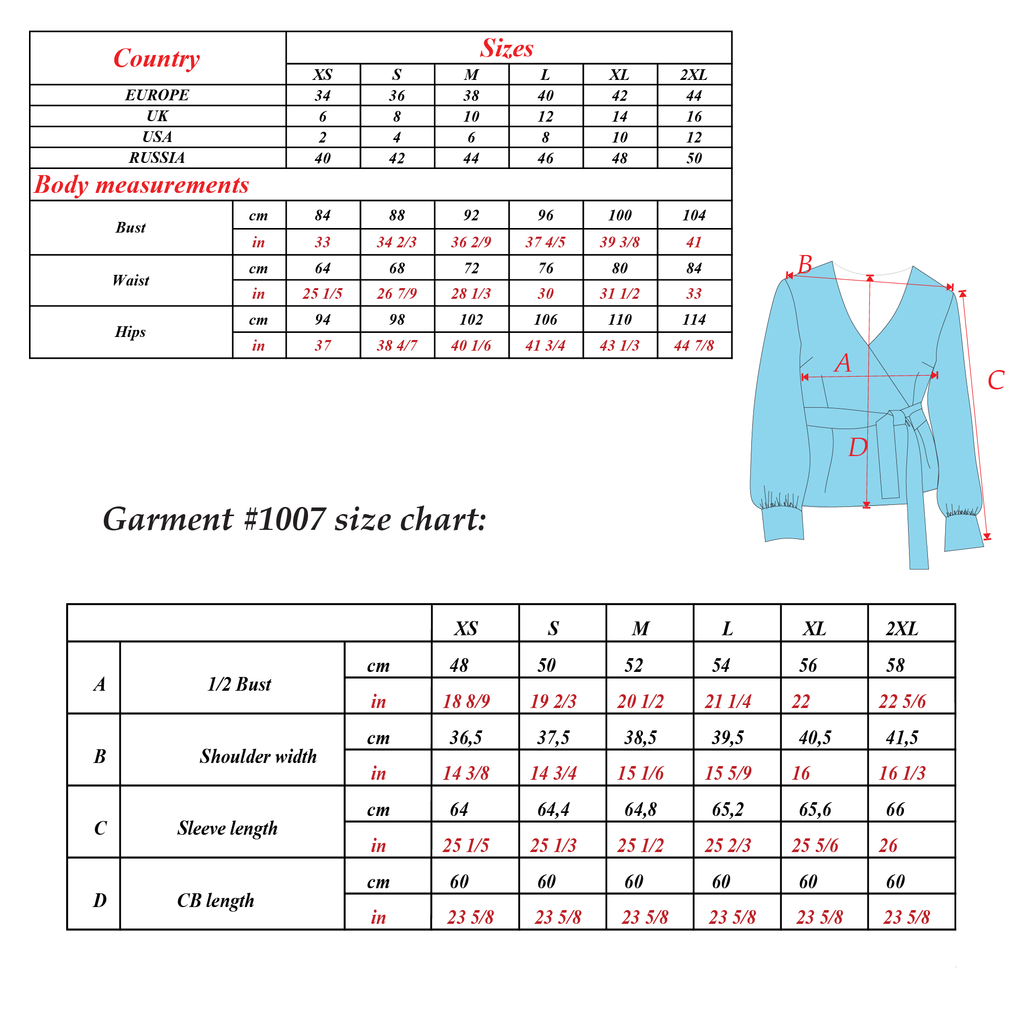 Wrap Blouse Sewing Pattern  | Sizes XS-2XL